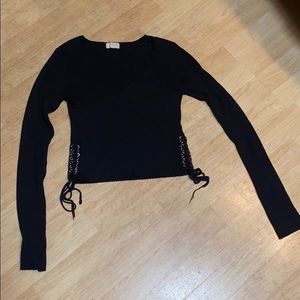 Ambiance Black Cropped Knit Sweater